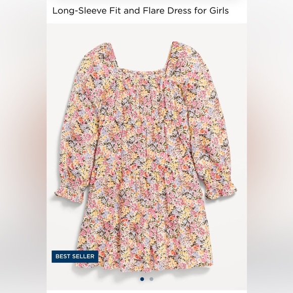 Old Navy Other - NWT Old Navy Floral Long-Sleeve Fit and Flare Dress Multi Floral Girls 10/12